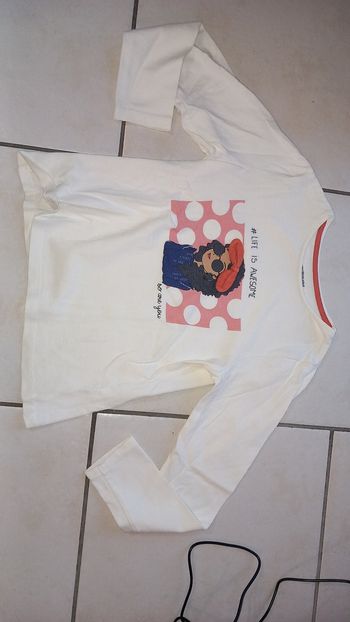 Tee shirt beige vertbaudet 8 ans tbe