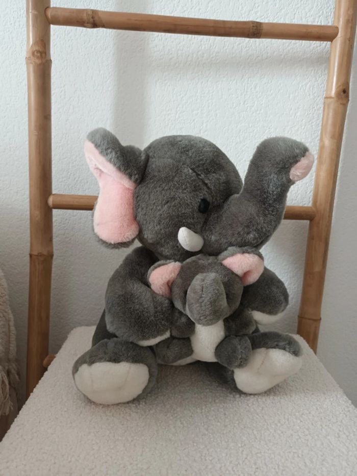 Peluche éléphant et son bébé Happy People - photo numéro 2