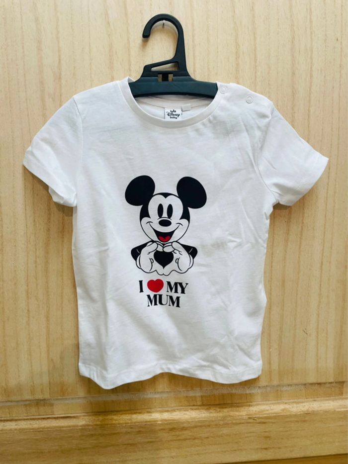 T-shirt blanc manches courtes Disney baby Mickey 24 mois