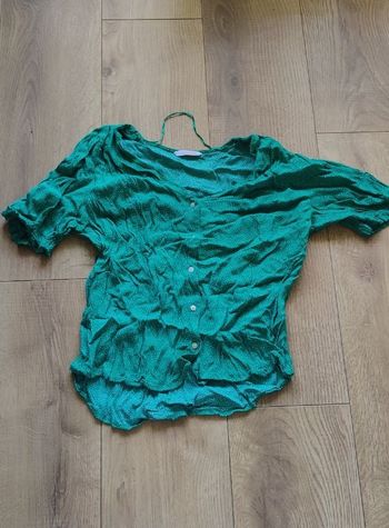 Chemisier manches courtes vert à pois