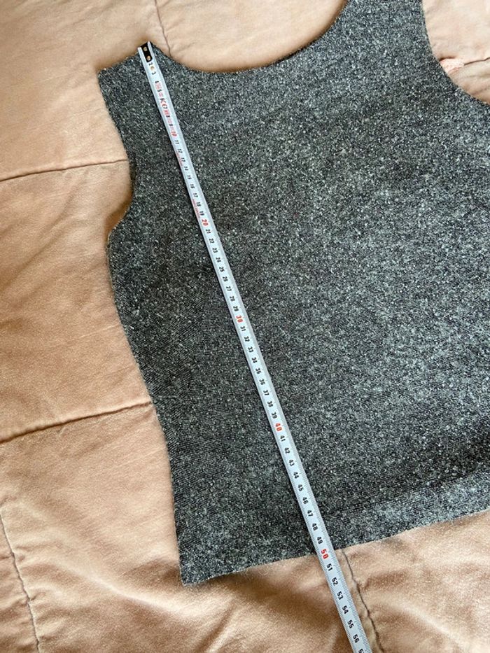 Top sans manches façon Tweed gris taille 40 - photo numéro 9