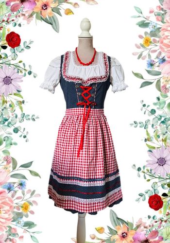 🌷🌿Magnifique robe traditionnelle autrichienne à pois Dirndl cottagecore Austrian polka dots dress🌷🌿