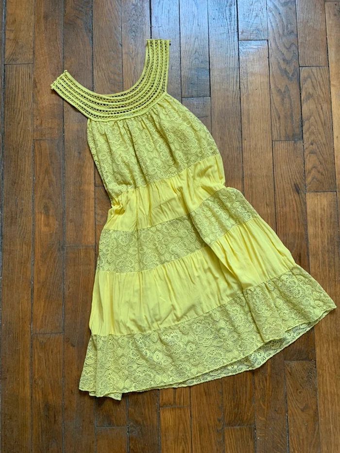 Robe jaune fluide dentelle taille s 36 - photo numéro 4