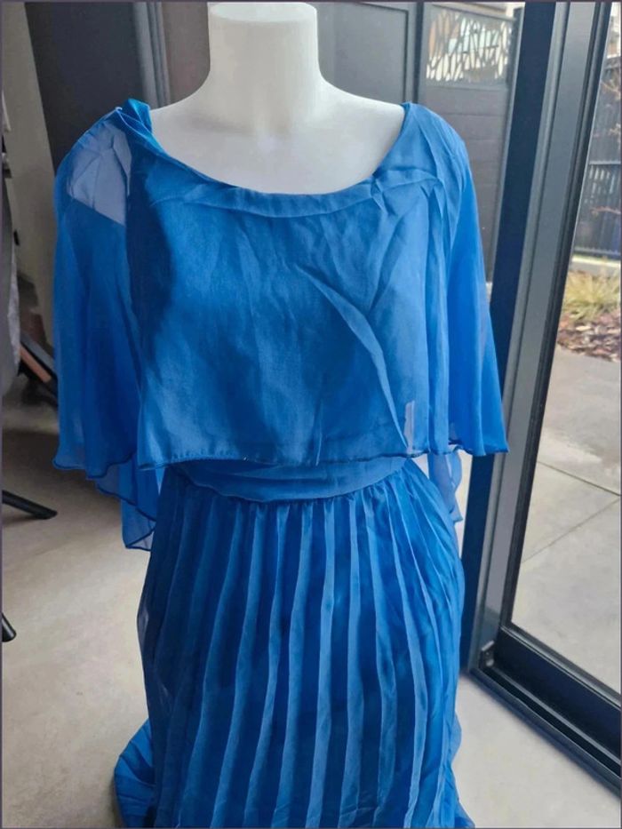 Robe habillée pour mariage ou baptême - bleu - Taille 2XL - Aumora - photo numéro 2