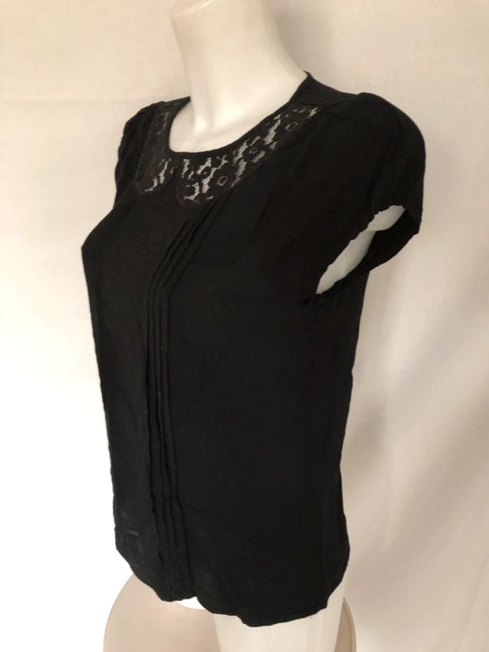 Blouse noire col Claudine en dentelle Benetton taille XS / 34 36 comme neuve - photo numéro 8