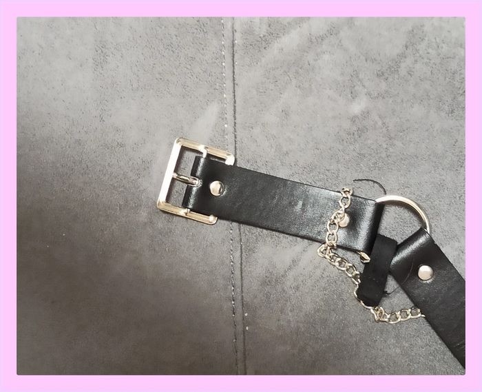 Ceinture noire style Rock/Goth avec anneau et chaîne - photo numéro 4