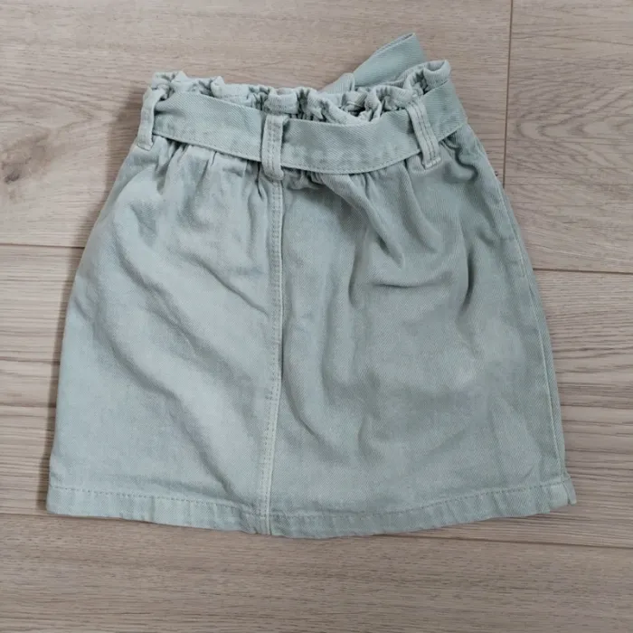 Jupe ceinture en jean vert d'eau style Mom Kiabi 6 ans - photo numéro 2
