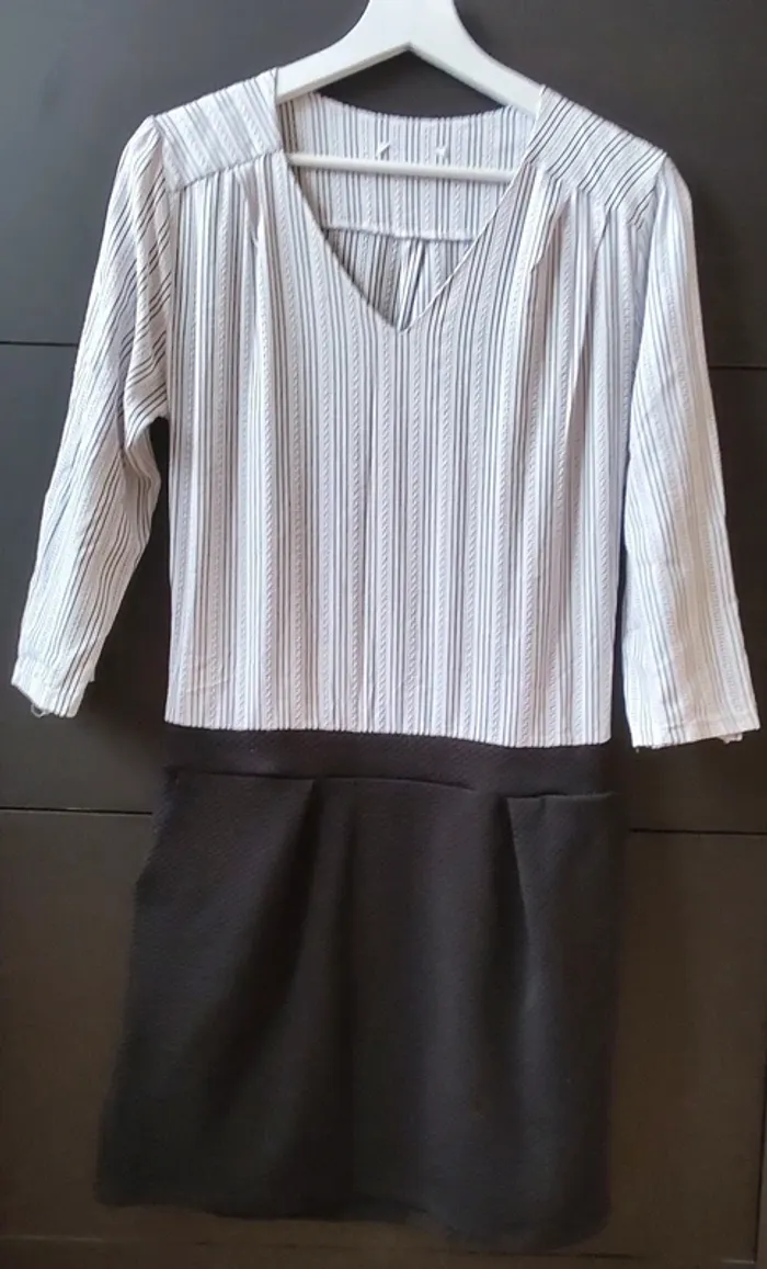 Robe bicolore légère manches 3/4 - photo numéro 2