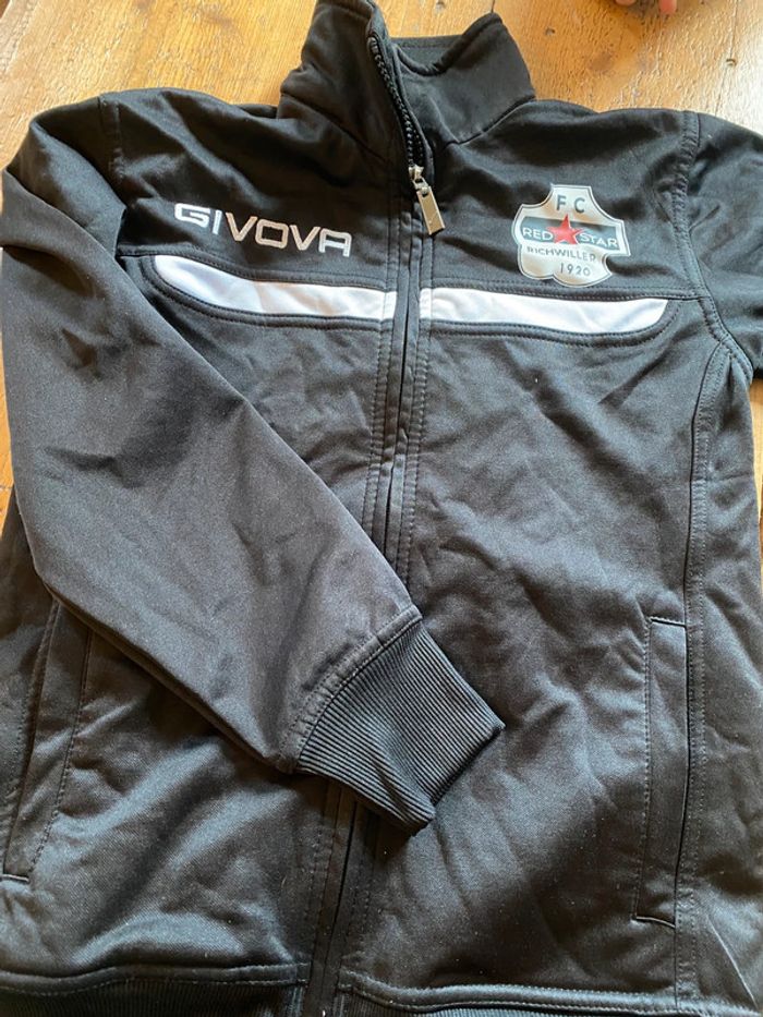 Haut survêtement foot noir gilet zippé XXS