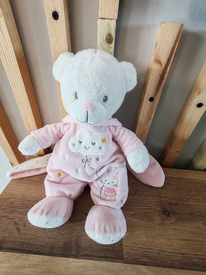 Ours max and sax blanc et rose déguisé en lapin - photo numéro 2