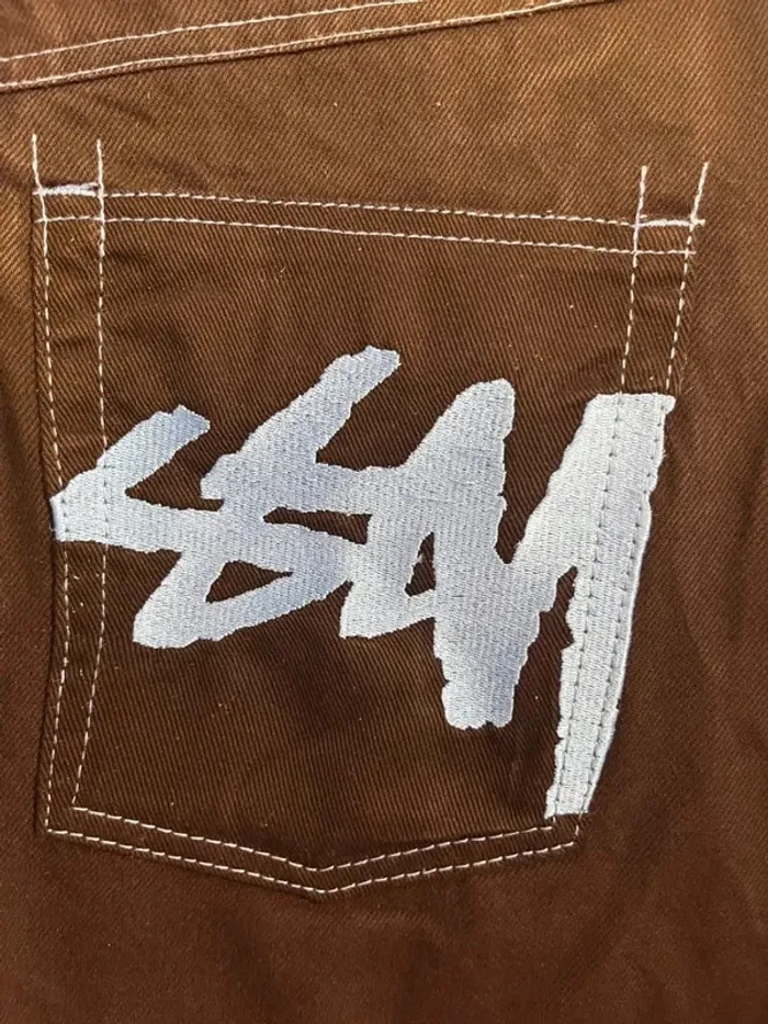 Short/Jort Stussy Black Embroidered Blue Lagoon Big Logo Back – Taille S - photo numéro 3