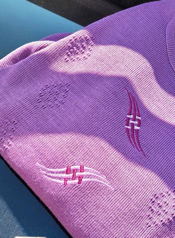 Pull Vintage lila mauve violet brodé