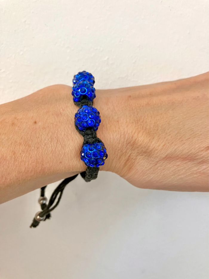 Bracelet shamballa boules et strass bleus - photo numéro 3