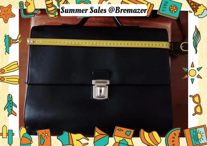 Cartable à compartiments en cuir noir - photo numéro 7