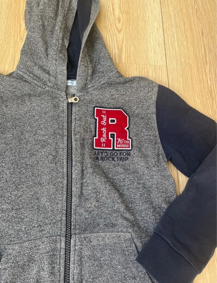 Gilet zippé à capuche Gemo bleu marine et gris - photo numéro 4