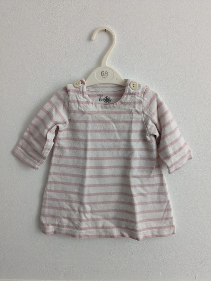 Robe 6 mois rayée blanche et rose