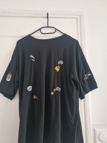 Tshirt noir broderie looney tunes