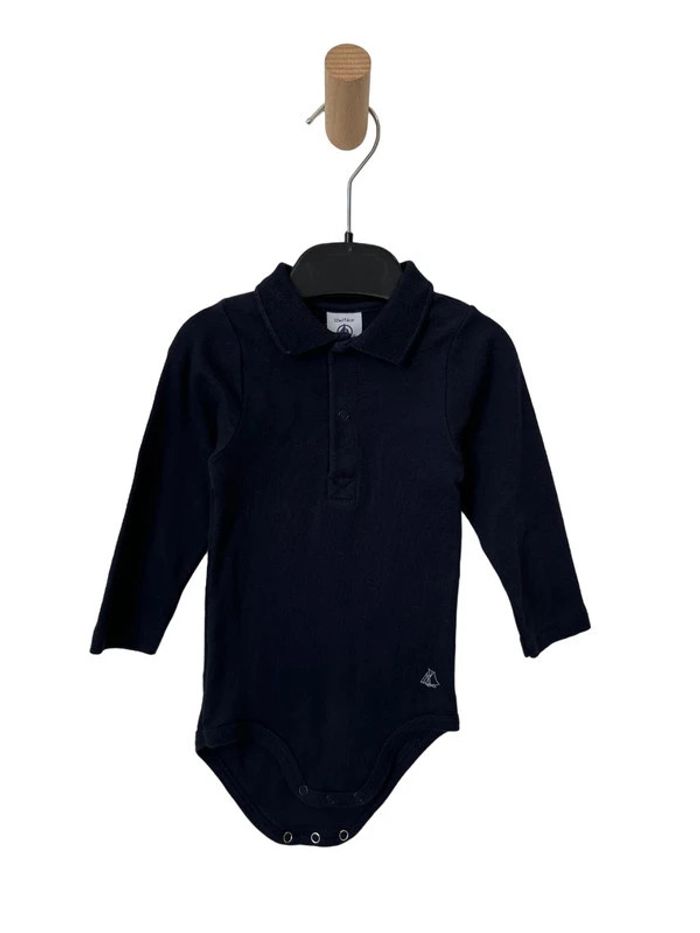 Body manches longues bleu marine avec col polo - Petit Bateau 12 mois (74cm)