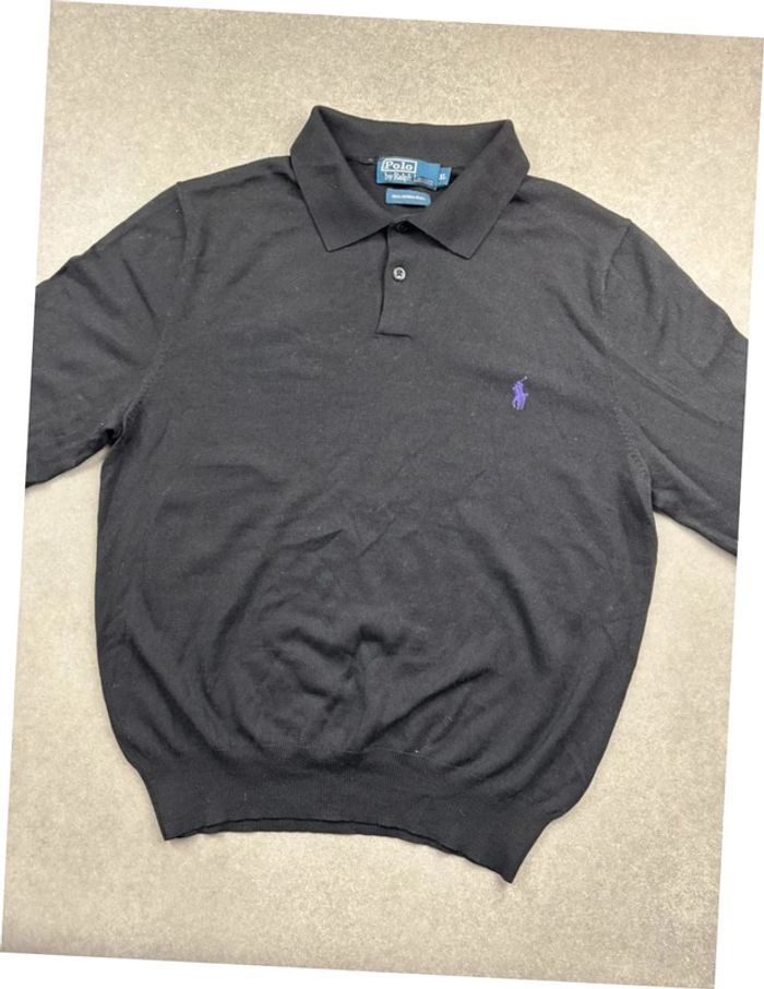 Pull sweat Ralph Lauren avec bouton noir logo violet en laine - photo numéro 2