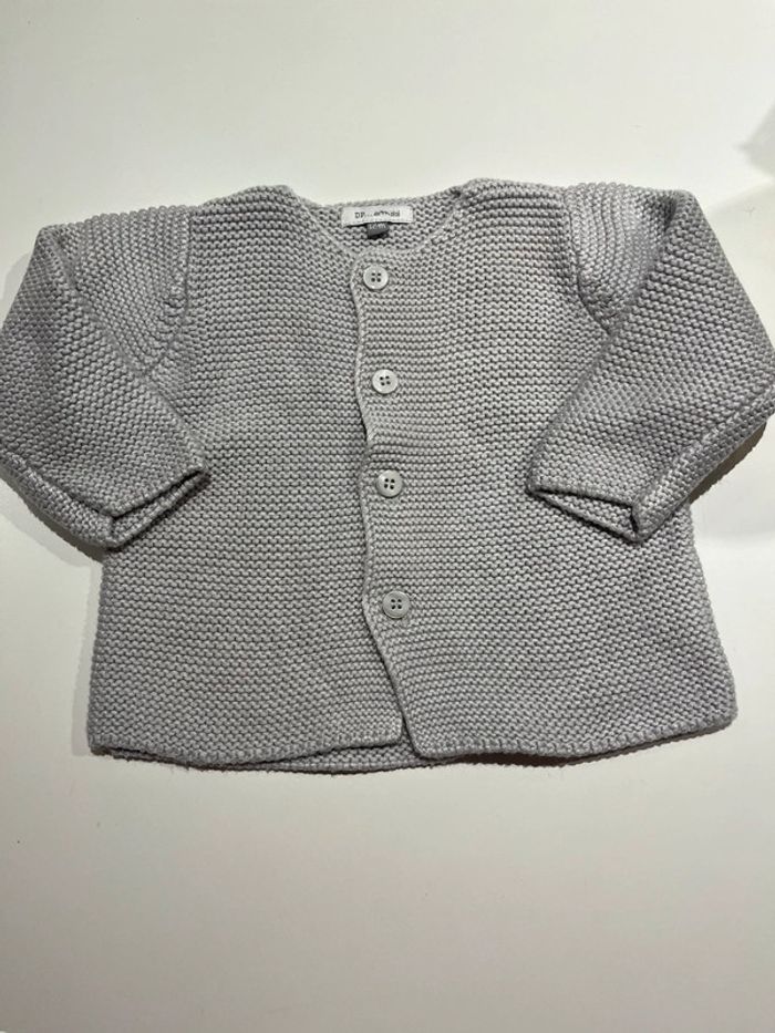 Gilet à maille gris DPAM taille 12 mois