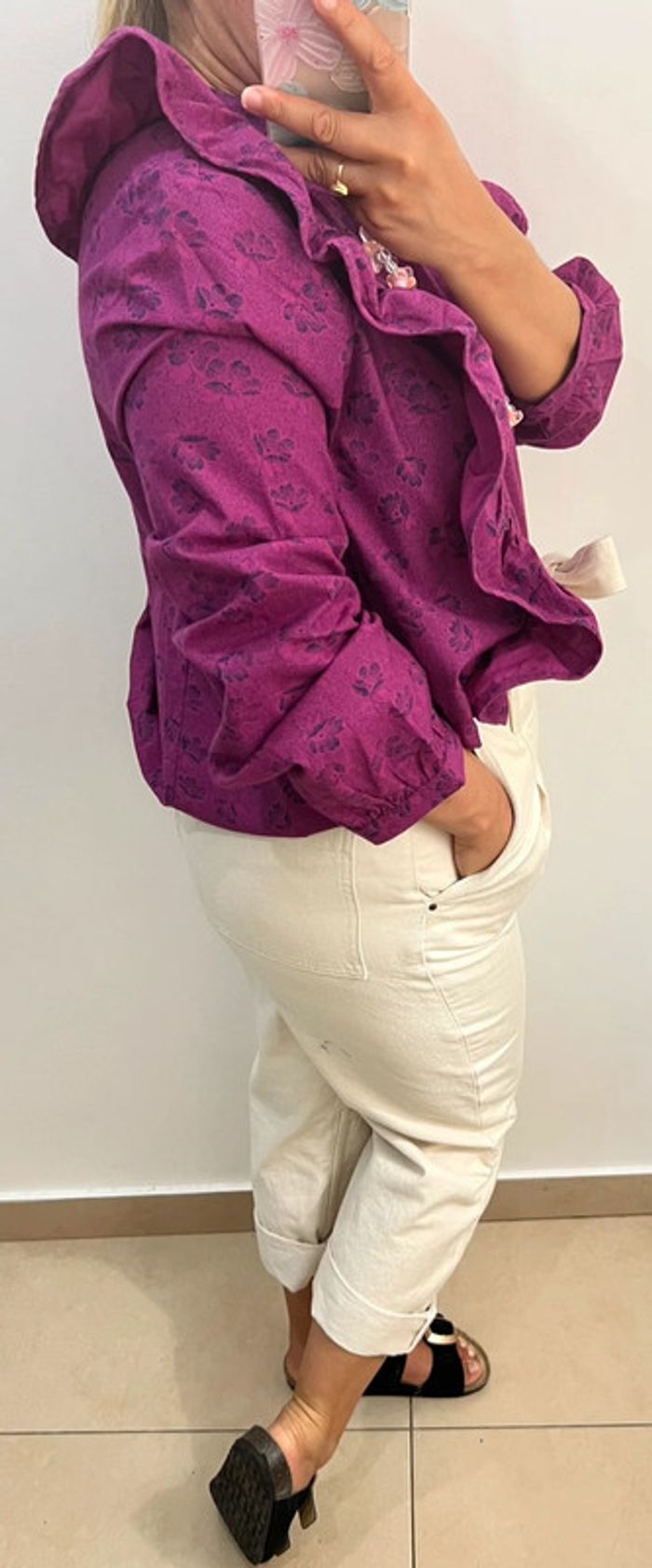 Blouse à fleurs Des Petits Hauts Avec Volants Taille 42 - photo numéro 5