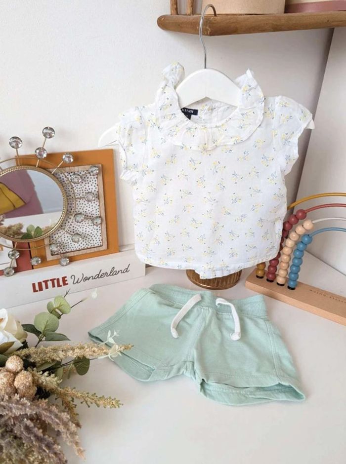 Ensemble blouse fleurie short