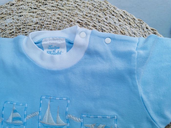 Tee-shirt 👣 manches courtes, garçon, tartine et chocolat, 6 mois - photo numéro 7