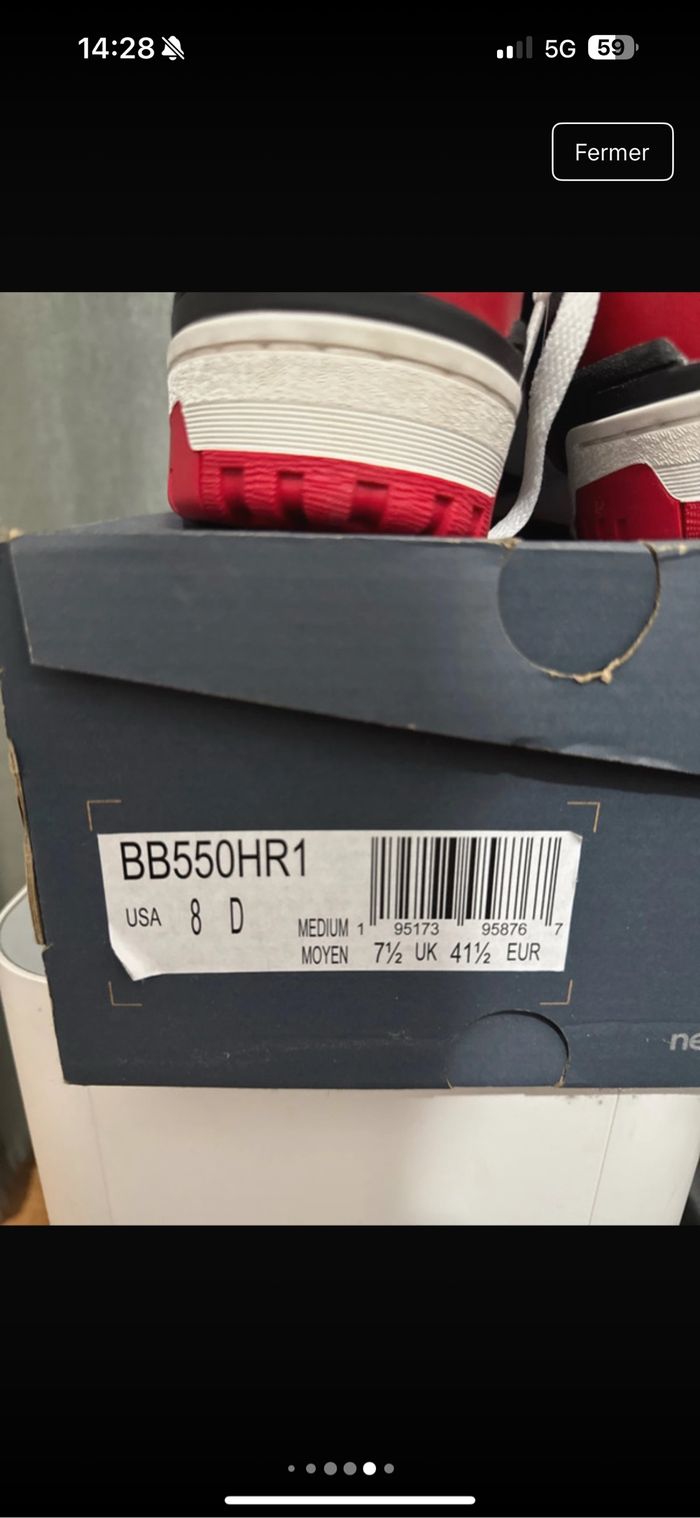 New Balance 550 Black Red White taille 41.5 neuve - photo numéro 5