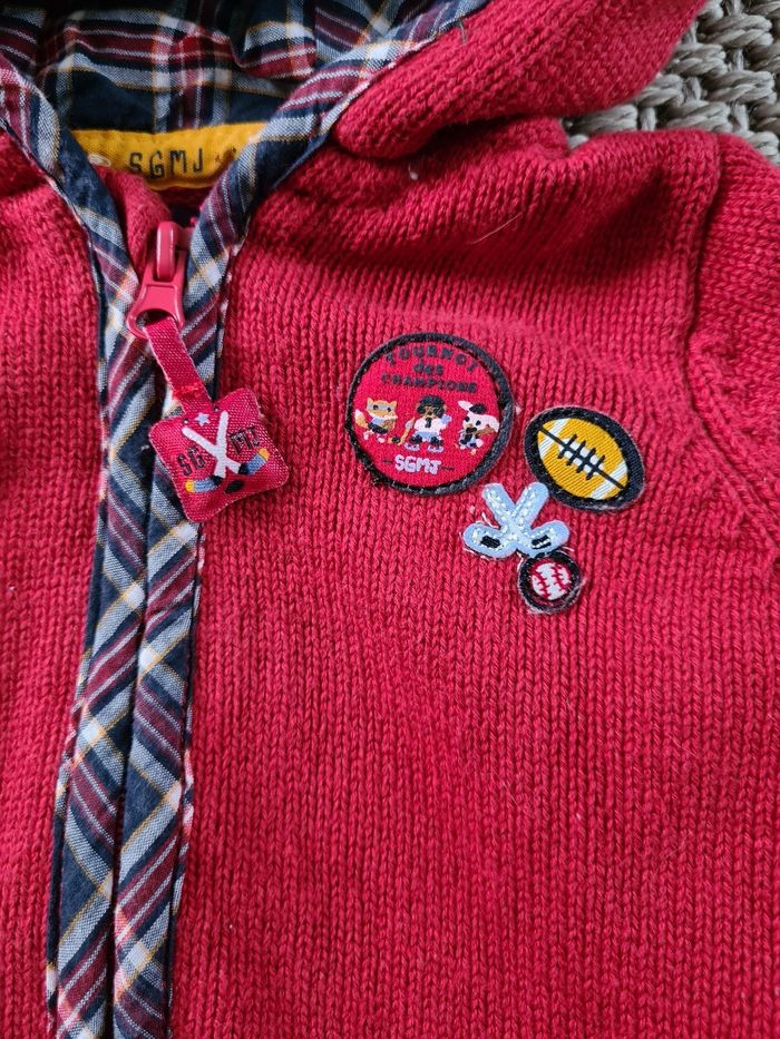 Gilet à capuche rouge garçon - 12 mois - photo numéro 3