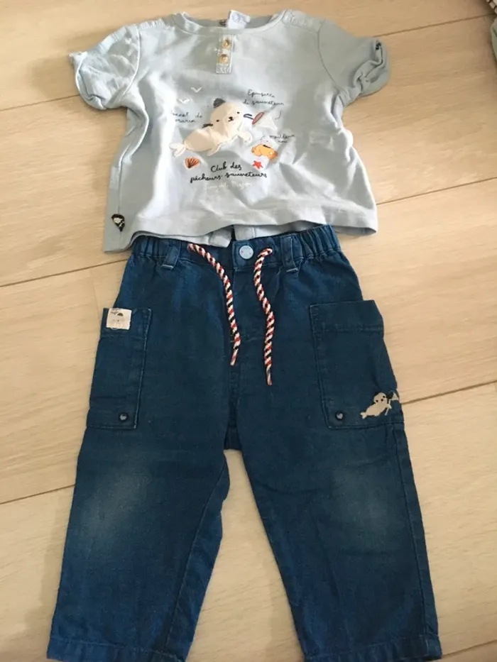 Ensemble pantalon+ t-shirt + gilet 9 mois sergent major - photo numéro 7