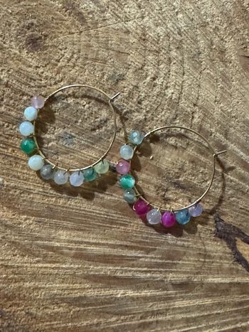 Créoles moyennes Habaha  Paris acier inoxydable or perles naturelles