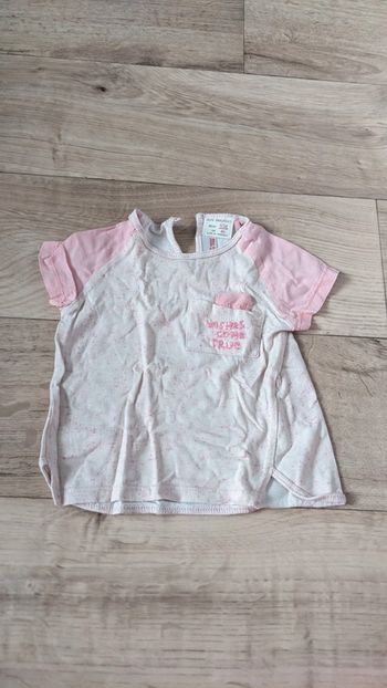 Tee-shirt blanc et rose Zara 12 mois