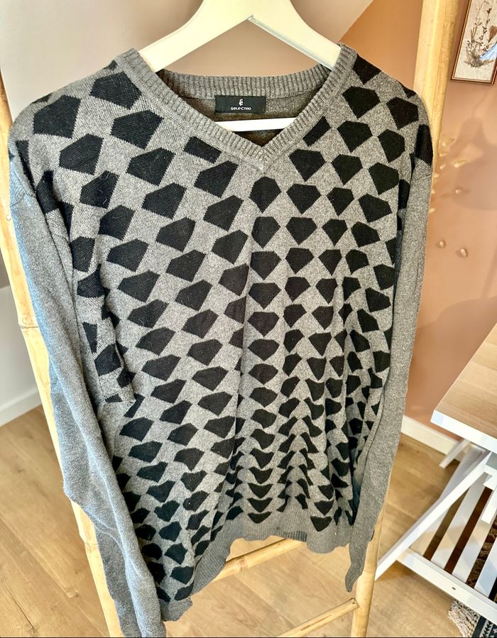 💜 Pull col V noir & gris selected taille xl 💜 - photo numéro 3