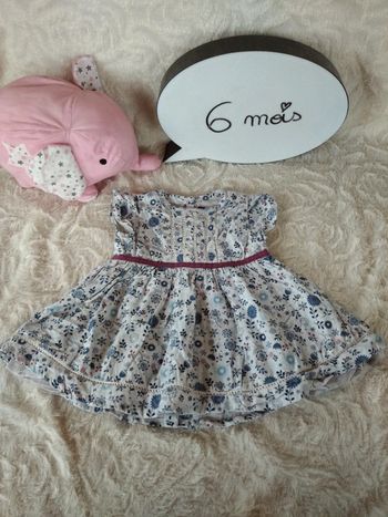 Robe doublée Fille 6 mois Fleurs Sergent Major 100% coton Jataissa