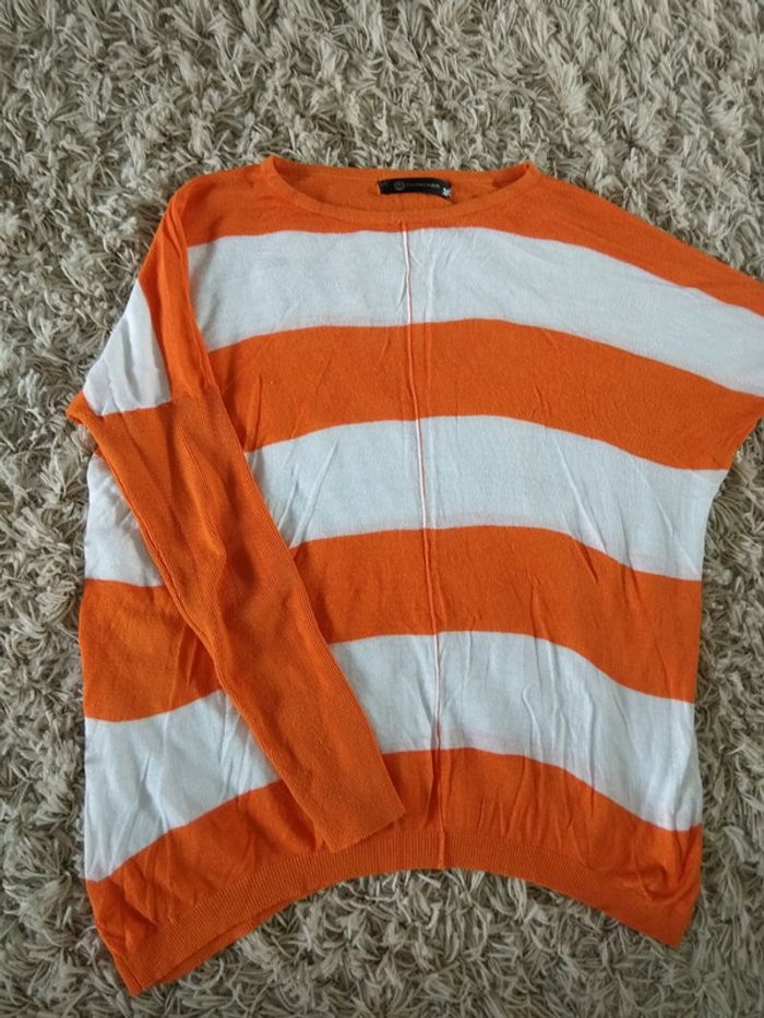 Pull fin orange et blanc T36/38 - photo numéro 2