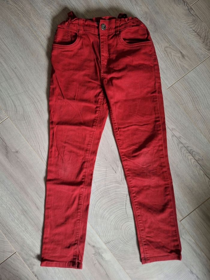 Jean 10 ans garçon rouge slim