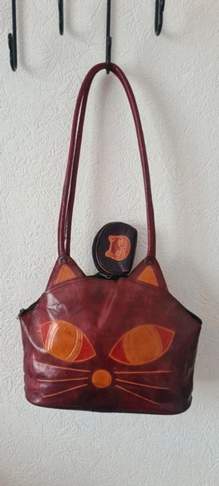 Sac porté épaule + porte monnaie assorti 100% cuir