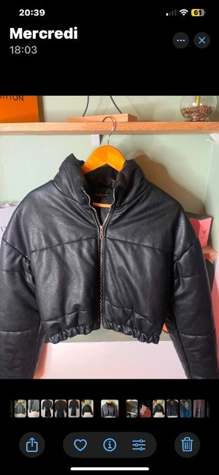 Doudoune similicuir cuir noir