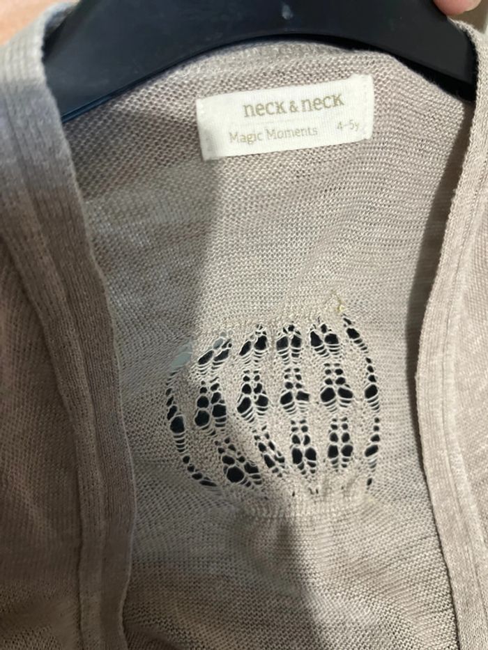 4/5 ans Neck&neck gilet coton fin brodé + pince - photo numéro 6