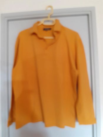 Polo homme manches longues jaune moutarde taille L