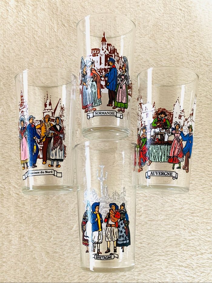 Lot 4 verres illustrés différentes régions France - photo numéro 5