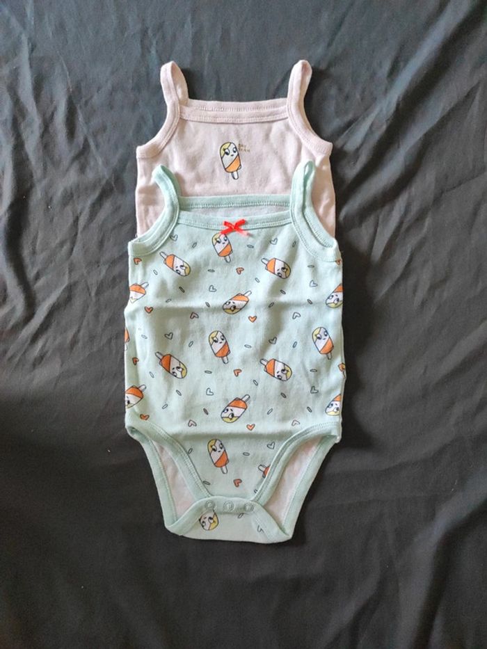 Lot de 2 bodies bretelles 6 mois Kiabi