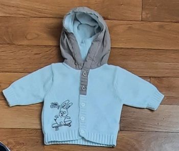 Gilet à capuche marron et blanc 3 mois