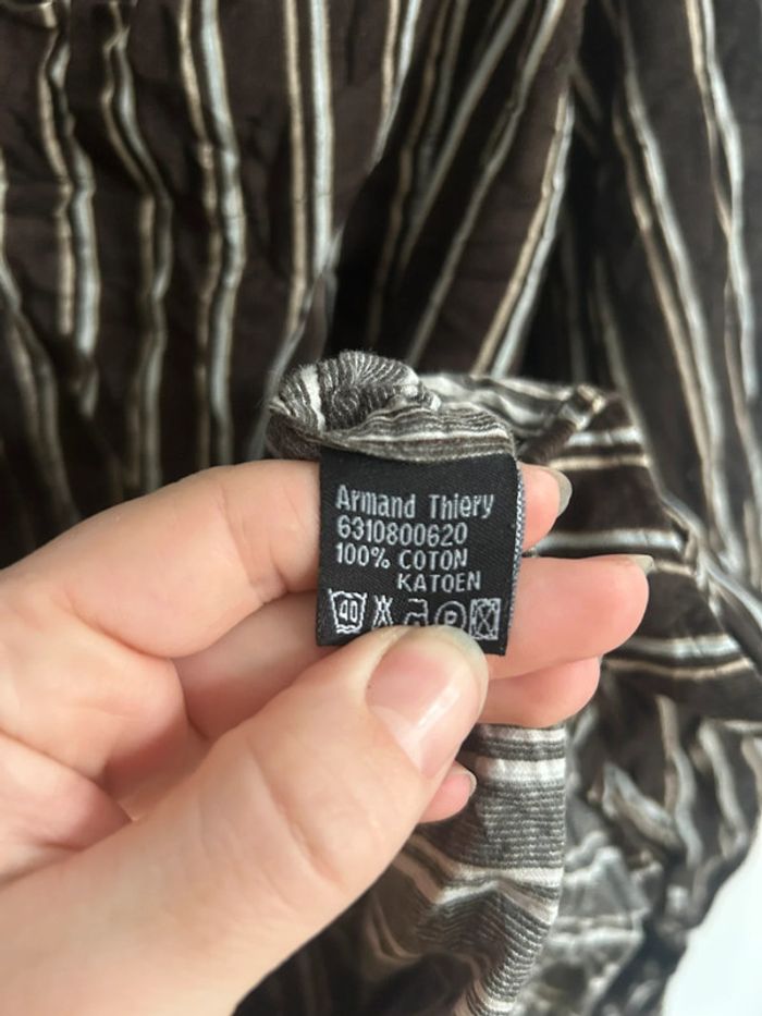 Jolie chemise style velours à rayures marron • Armand Thiery • Taille XL/42 - photo numéro 12