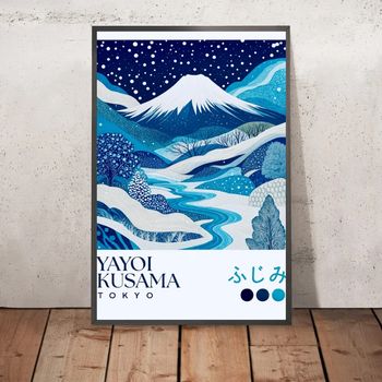 👉 Affiche A2 – Mont Fuji enneigé – Style Yayoi Kusama