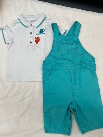 Salopette short et tee shirt bébé garçon orchestra
