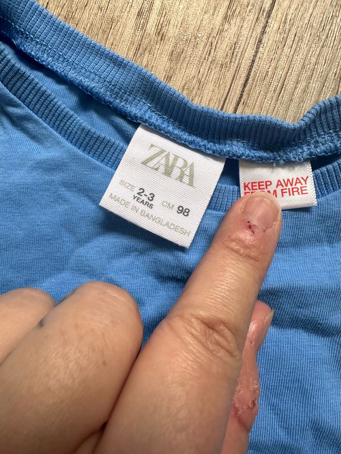 T shirt Zara bleu cyan 2/3 ans fille - photo numéro 2
