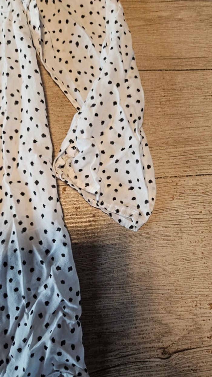 Blouse légère blanche avec taches noires, manches longues  Yessica, taille 44/46, nickel - photo numéro 4