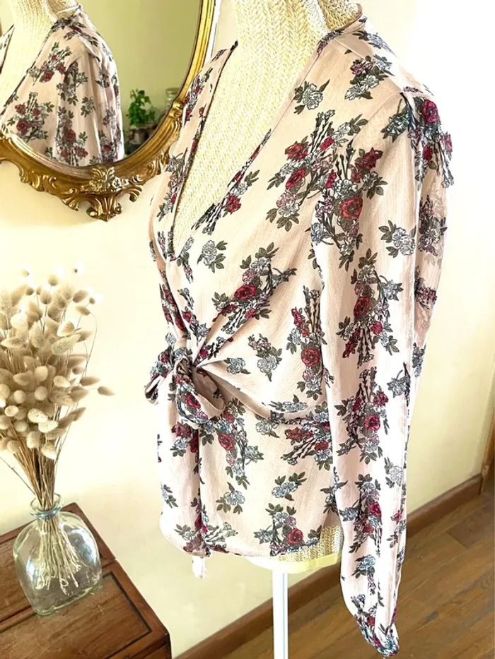 Sublime blouse chemise fluide chic fluide Haut Transparent Floral - photo numéro 19