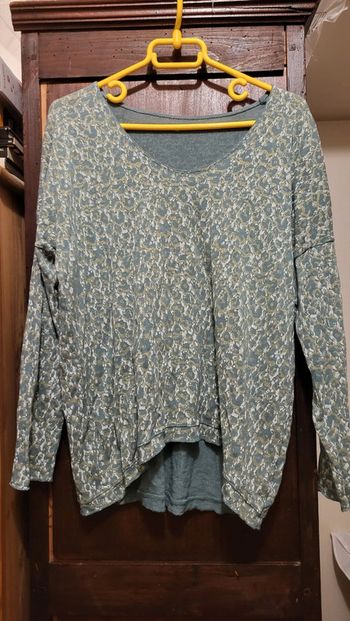 Blouse bleu vert manches longues